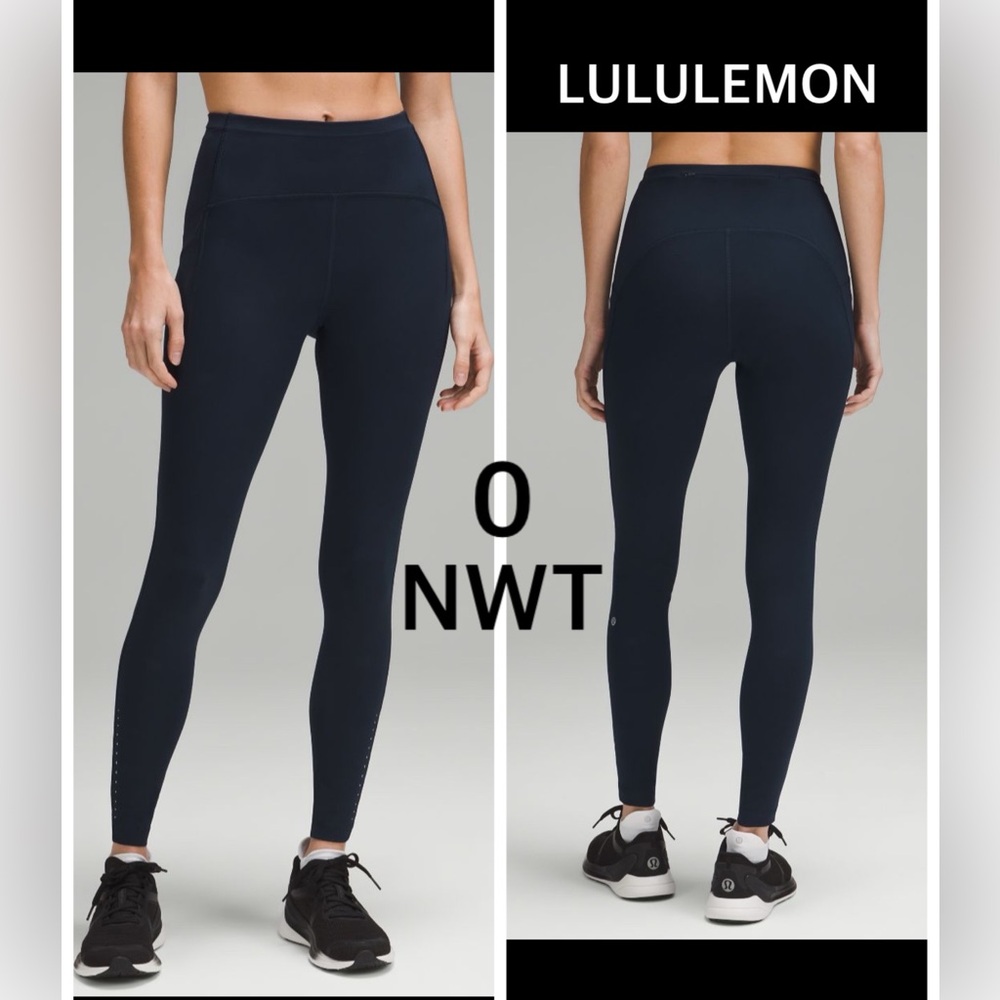 Lululemon speed swift black HR tight 28” leggings size 0 new with tag reflective